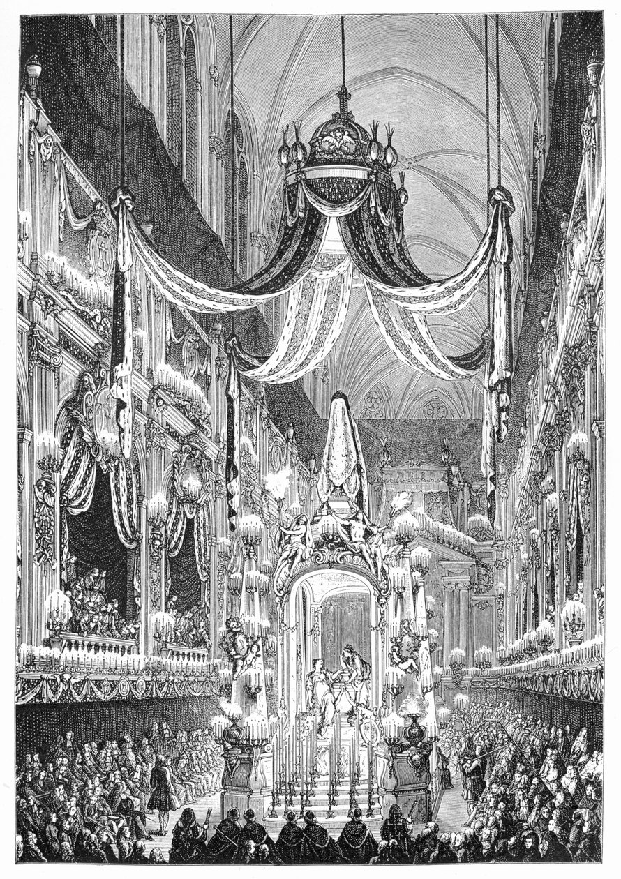 Begravelse ved Notre Dame, Paris, 1746, 1885. av Charles Nicolas Cochin