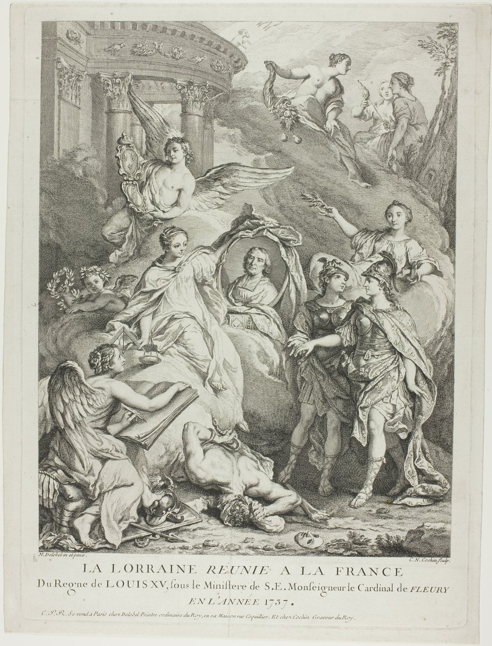 La Lorraine reunie à la France (Lorraine gjenforent med Frankrike) av Charles Nicolas Cochin I