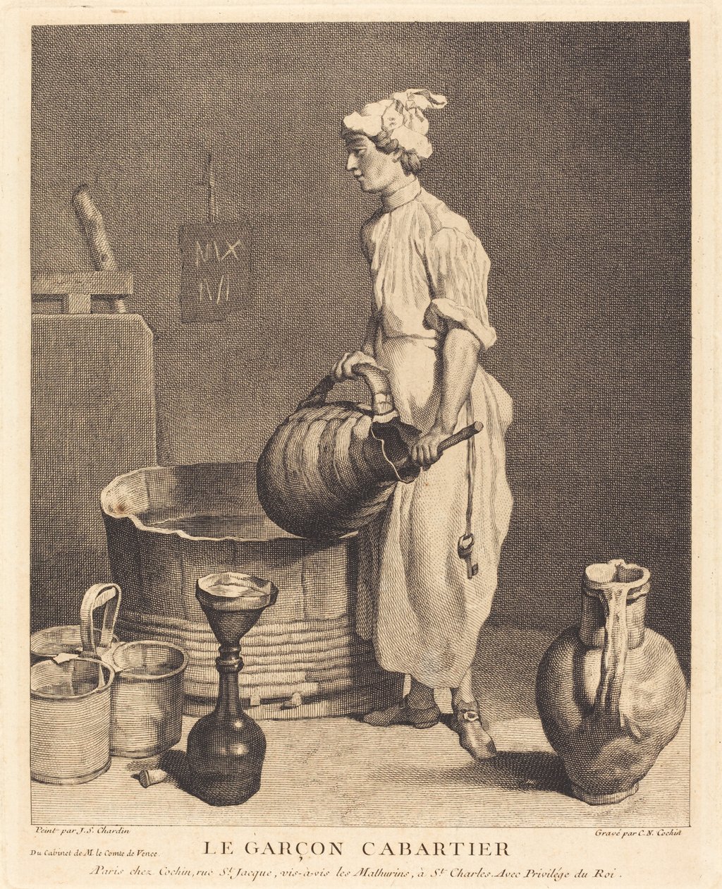 Gjestgivergutten av Charles Nicolas Cochin I after Jean Siméon Chardin