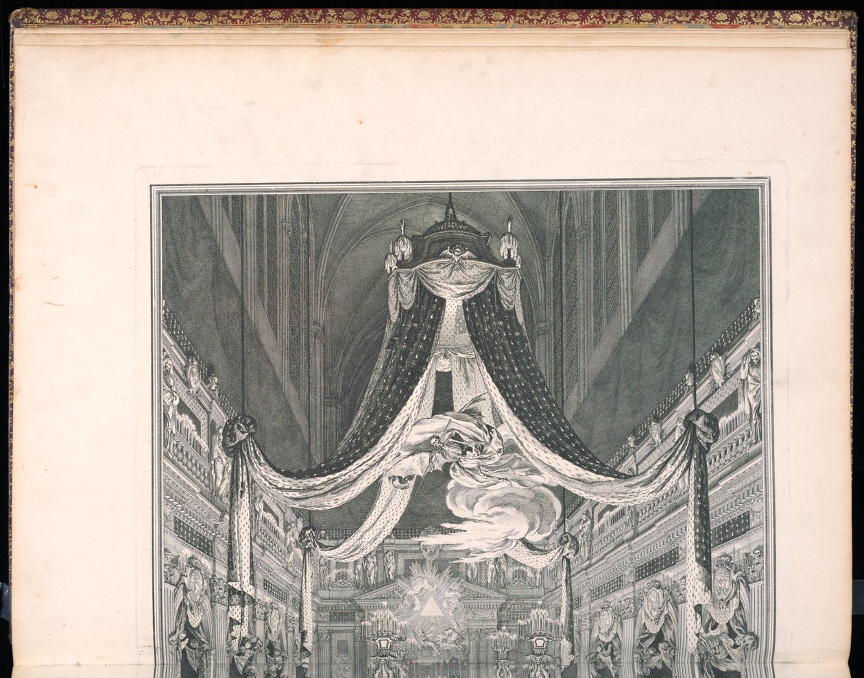 Begravelse til Elisabeth Thérèse av Lorraine, dronning av Sardinia, i Notre Dame i Paris 22. september 1741 av Charles Nicolas Cochin the younger