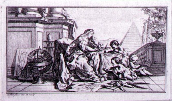 Aritmetikk, en bevisillustrasjon for et verk av Denis Diderot (1713-84) (etsing) av Charles Nicolas II Cochin