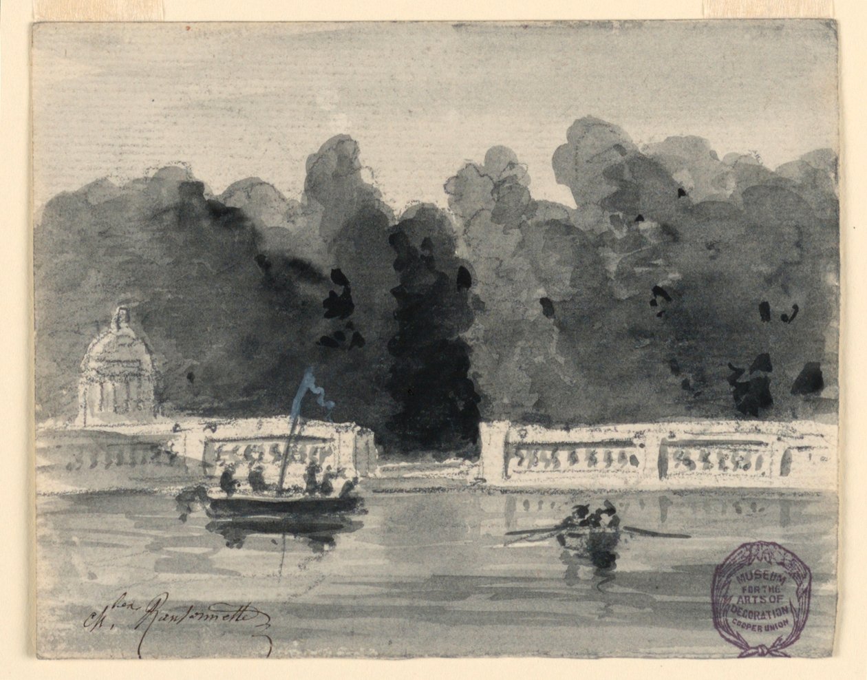 En innsjø i en park av Charles Nicolas Ransonnette