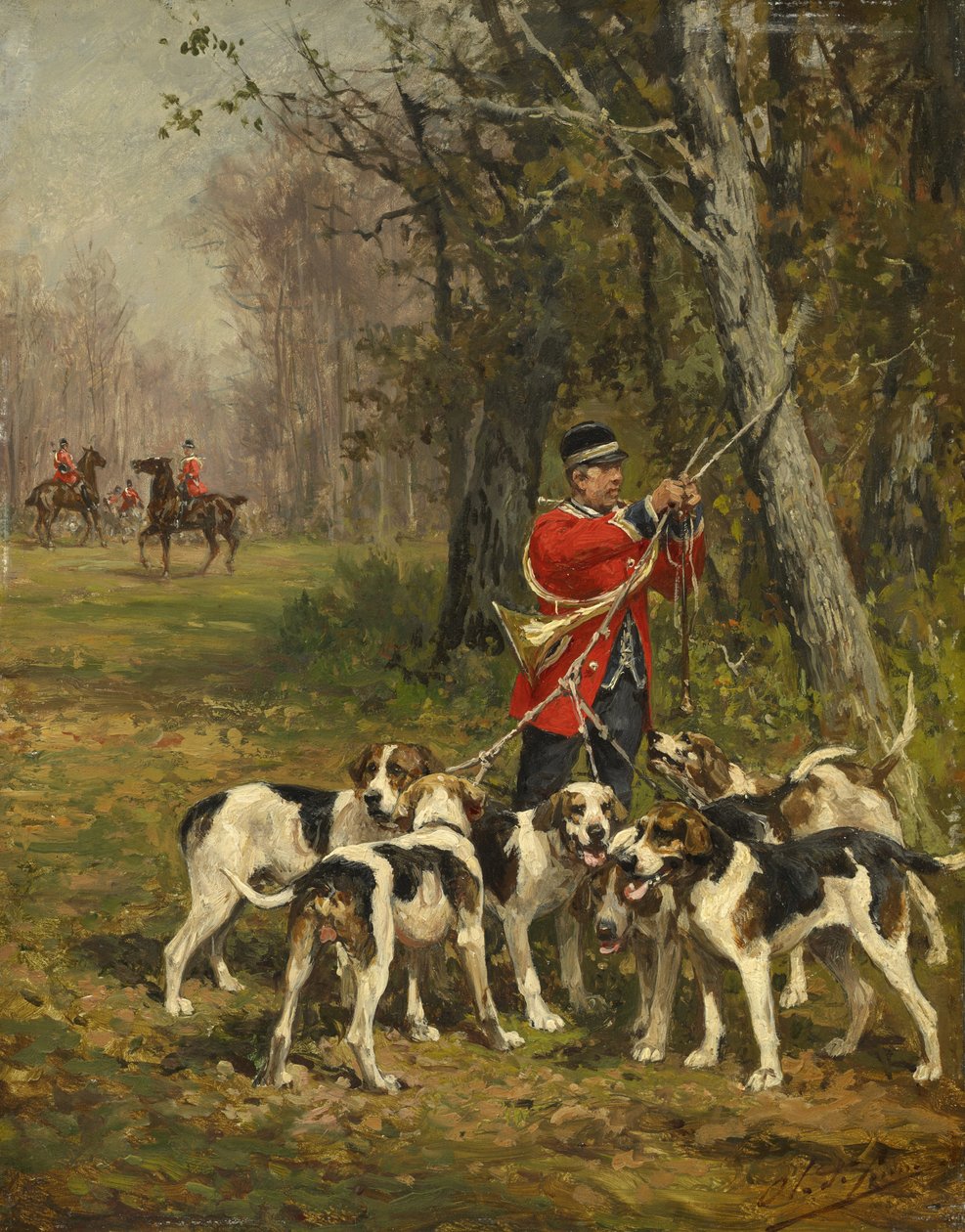Jakthunder, ca. 1850-97 av Charles Oliver de Penne