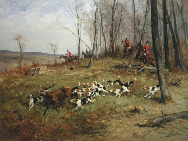 Jakten (olje på lerret) av Charles Oliver de Penne