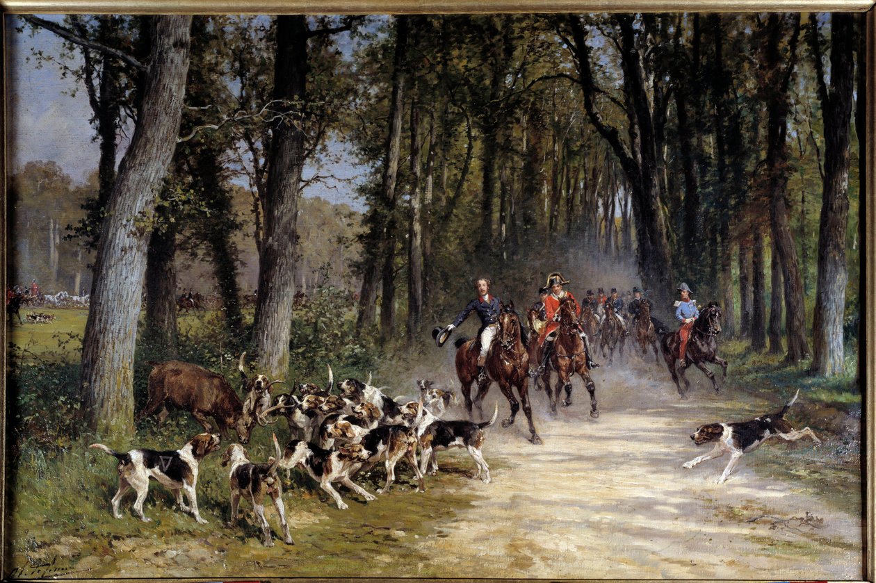 Jakthertugen av orleans løp til lunden til Sylvie. Maleri av Charles Olivier De Penne (1831-1897) av Charles Oliver de Penne