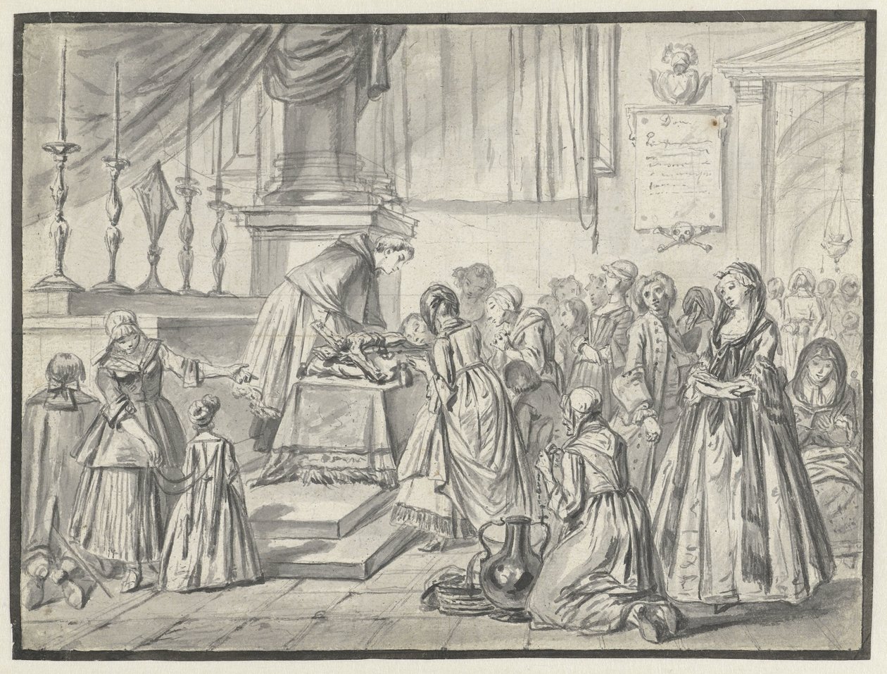 Kirkelig scene med korsdyrkelse på langfredag av Charles Parrocel