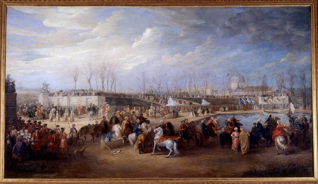 Mottakelse av Mehemet Effendi tyrkisk ambassadør til den store sultan Achmet av kong Louis XV 21. mars 1721 på Tuileries Peinture de Charles Parrocel av Charles Parrocel