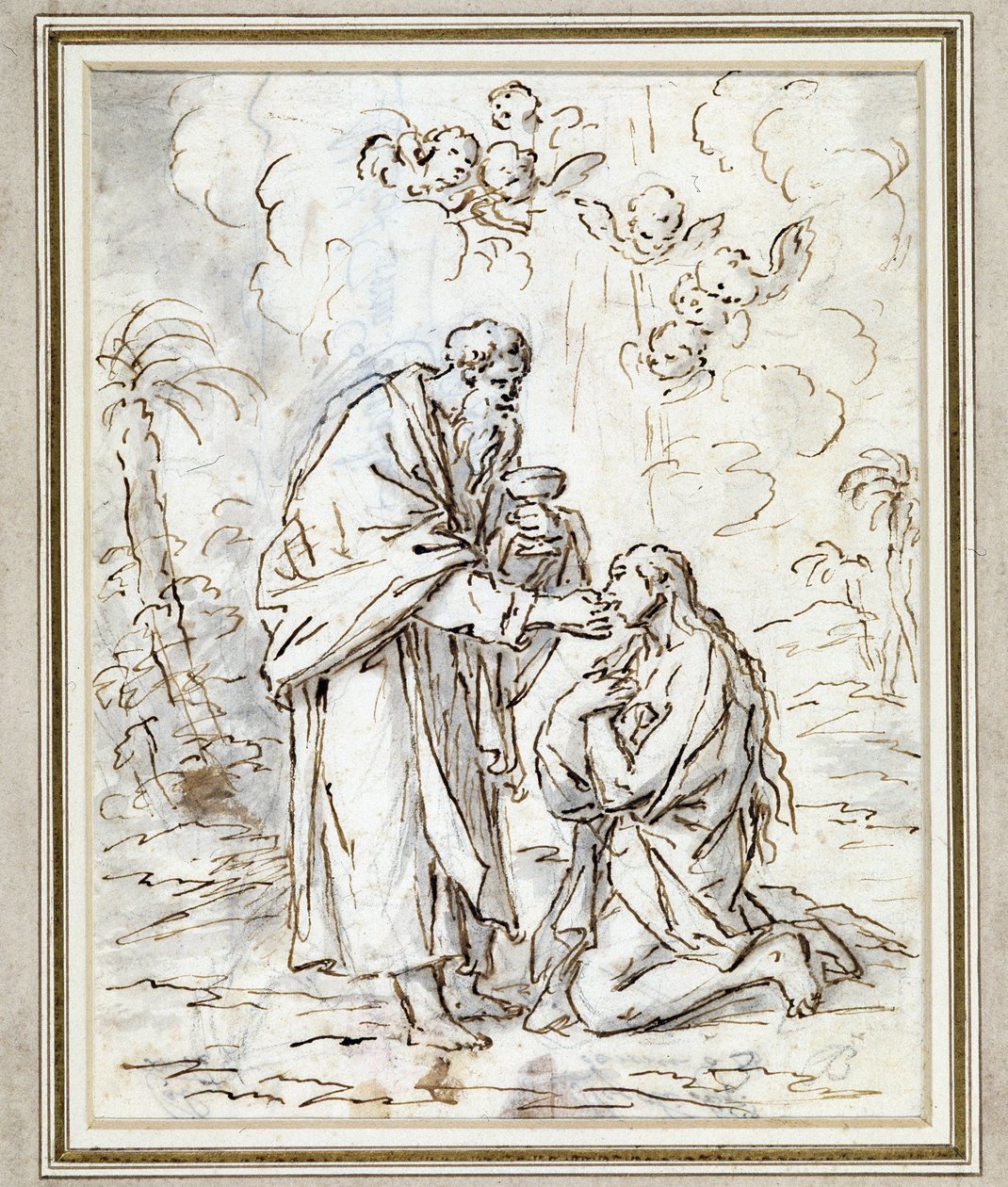 The Last Communion of Mary Madeleine (tegning) av Charles Parrocel