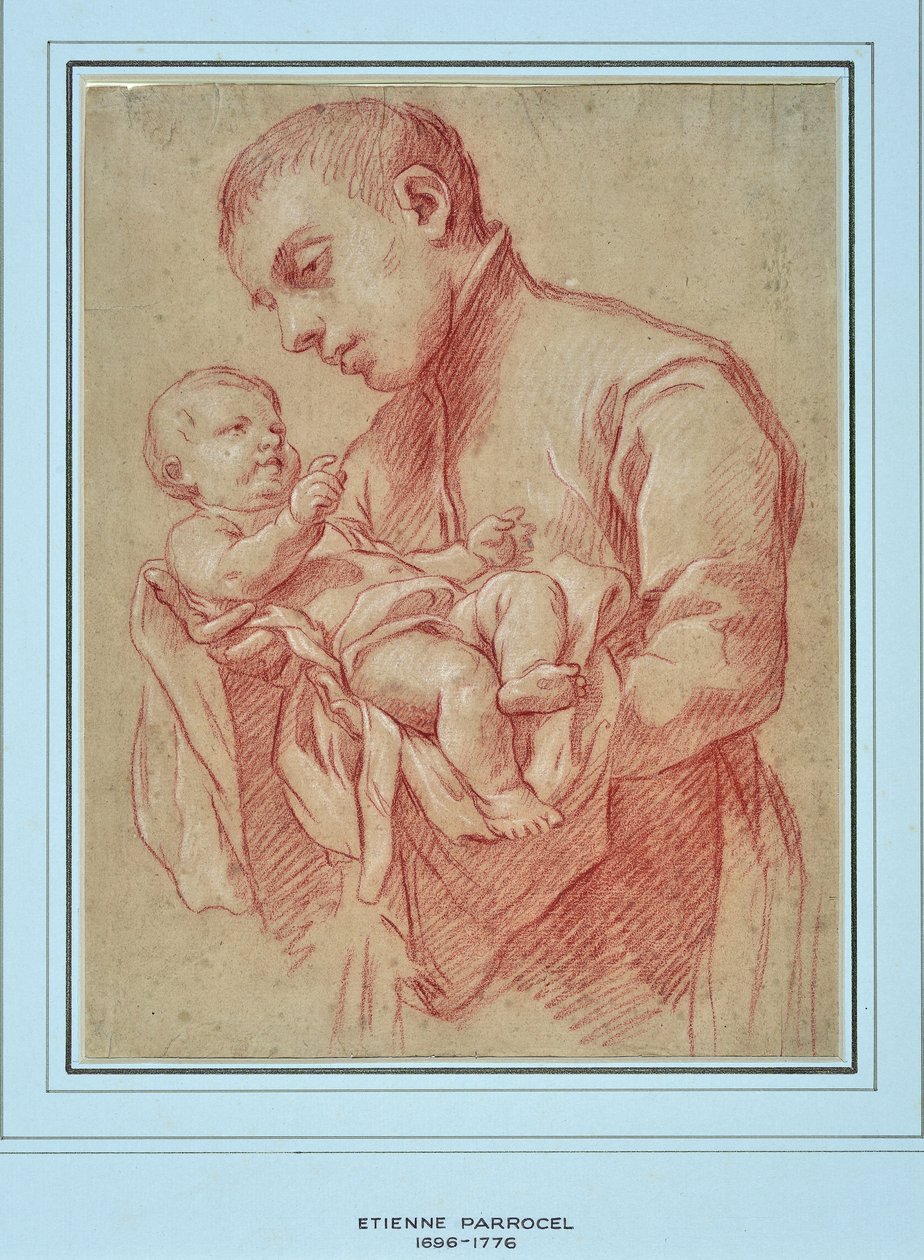 Ung religiøs holder et barn (tegning) av Charles Parrocel