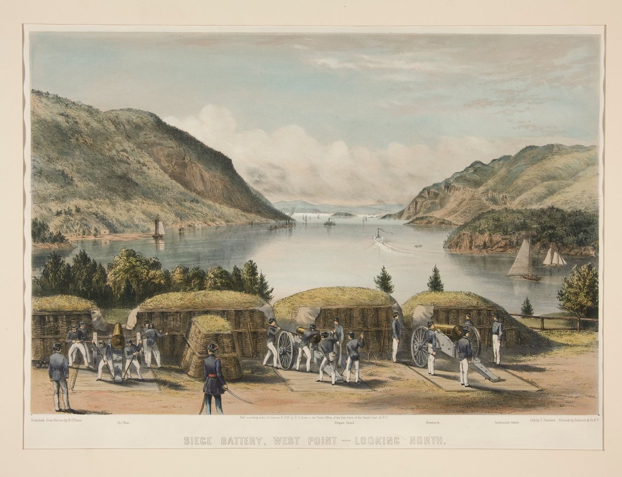 Siege Battery, West Point - Ser mot nord av Charles Parsons