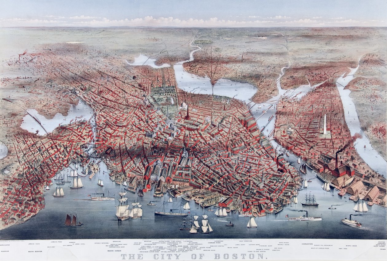 The City of Boston, pub. 1873 av Charles Parsons