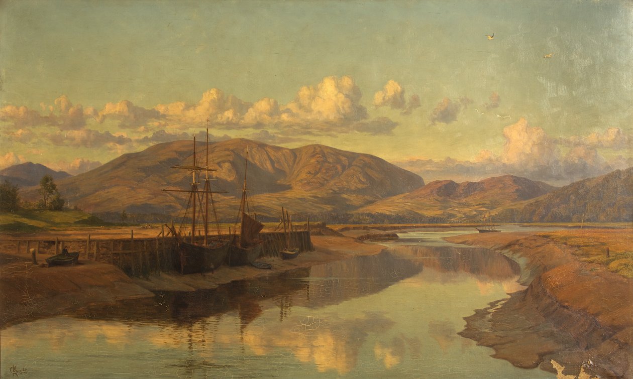 Old Wigtown Quay and Cairnsmuir, ca. 1890 (olje på lerret) av Charles Parsons Knight