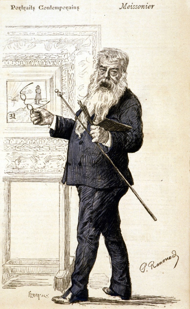 Portrett av Meissonier. Gravering fra slutten av 1800-tallet. av Charles Paul Renouard