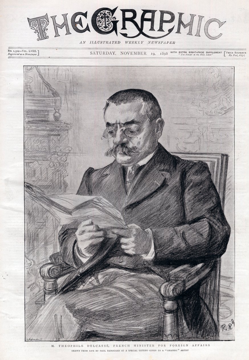 Portrett av Theophile Delcasse (1852-1923), fransk politiker og utenriksminister. av Charles Paul Renouard