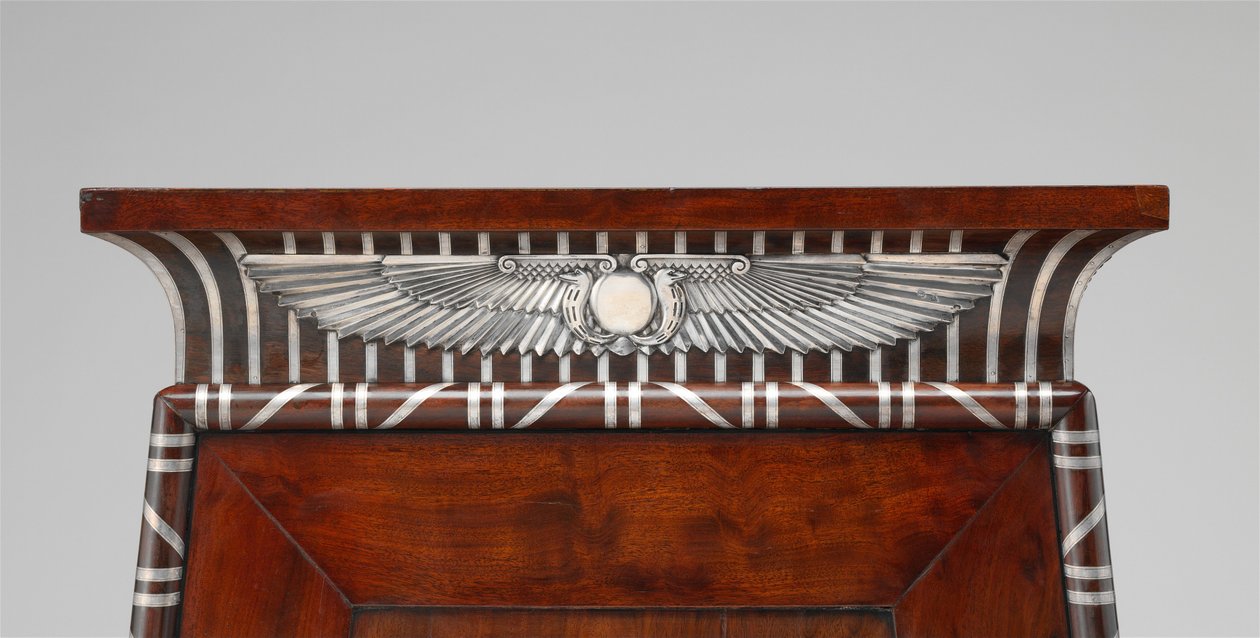 Detail of a Coin cabinet ornamented with silver Egyptian emblems, c.1805 (mahogany) av Charles Percier