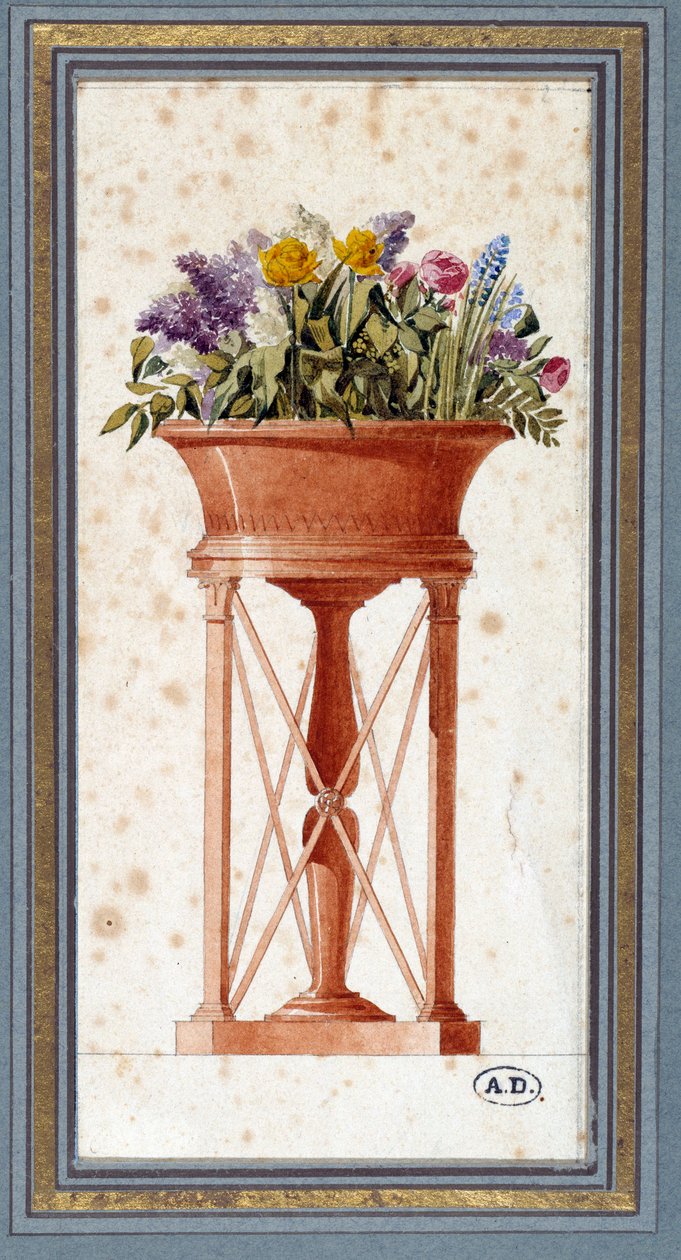 Prosjekt for en mahognihage av Charles Percier (1764-1836), arkitekt og dekoratør. Akvarell. Paris. Dekorativ kunst av Charles Percier