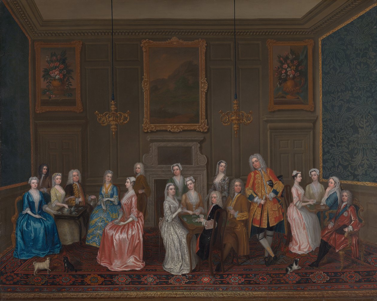 Tea Party på Lord Harrington's House, St. James's, 1730. av Charles Philips