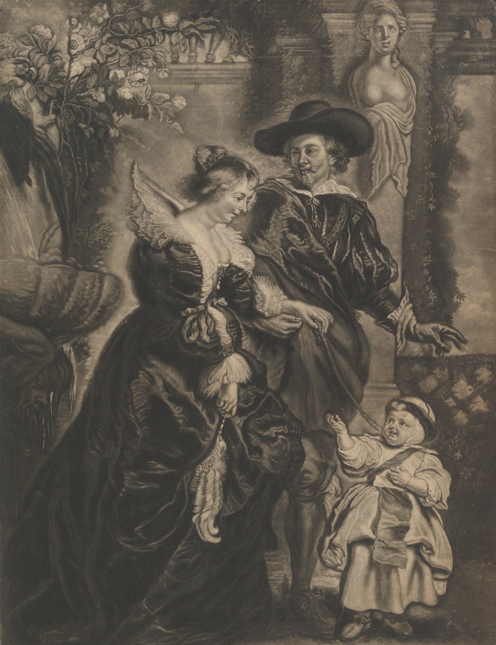 Rubens, hans kone, Helena Fourment, og deres barn, ca. 1770. av Charles Phillips