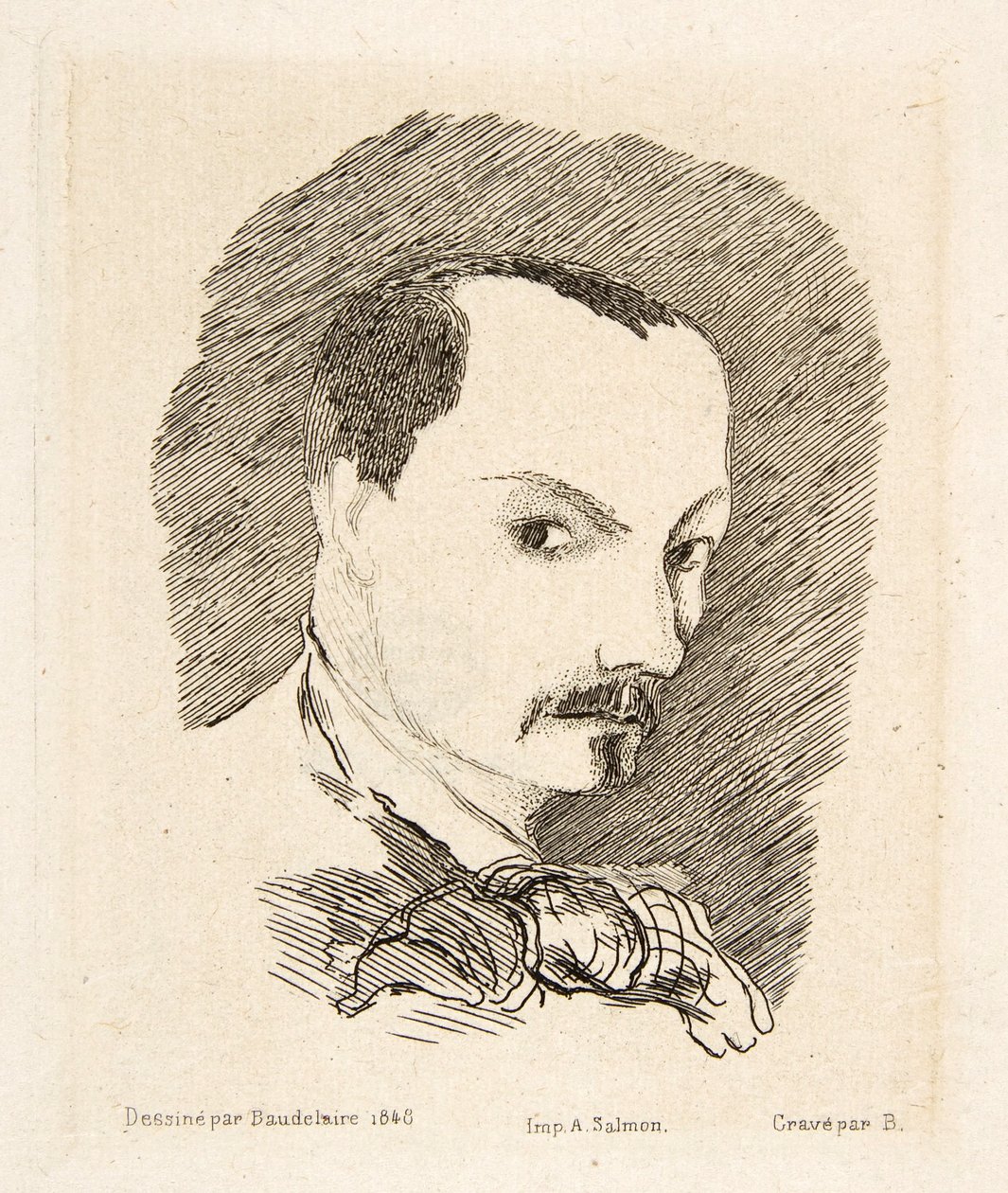 Selvportrett av Charles Baudelaire, pub. 1869 (etsing) av Charles Pierre Baudelaire