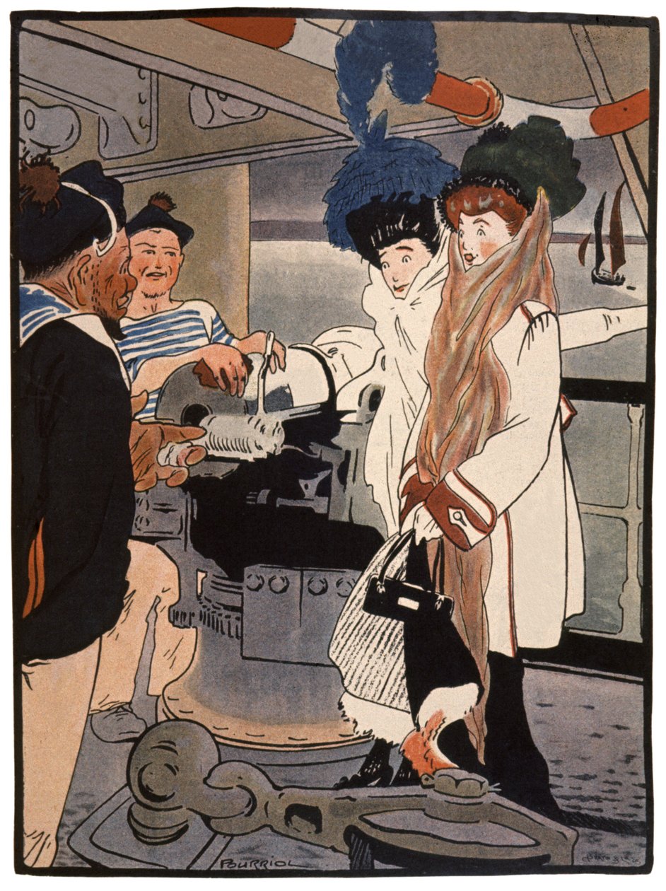 Krigsskip, ca. 1900 (trykk) av Charles Pourriol