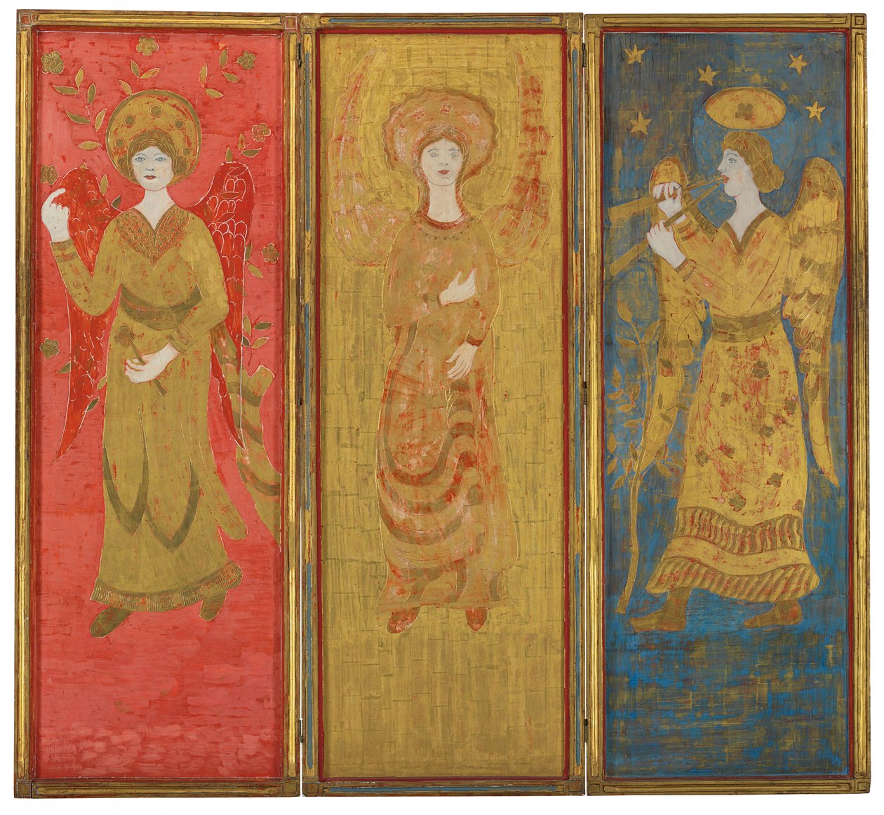 Tre-panels skjerm (omvendt), ca. 1916-17 (olje og bladgull på gessoed tre) av Charles Prendergast