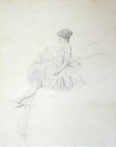 Fe på en lilje (silverpoint) av Charles Prosper Sainton