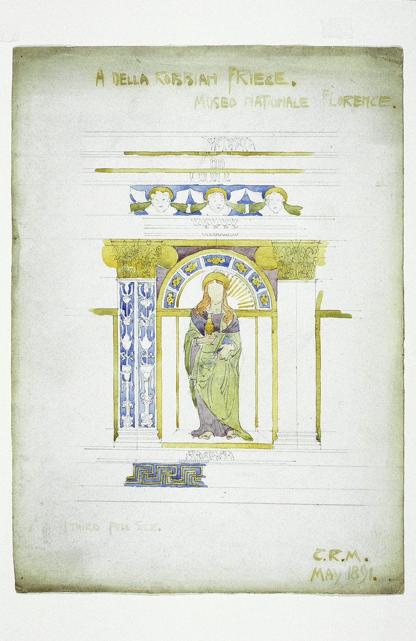 A Della Robbian [sic] Frieze, Museo Nationale, Firenze, 1891 (blyant og akvarell på papir) av Charles Rennie Mackintosh