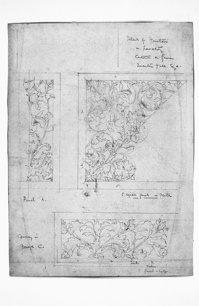 Engel, veggdetalj, 1891 (Blyant- og akvarellvask på papir) av Charles Rennie Mackintosh