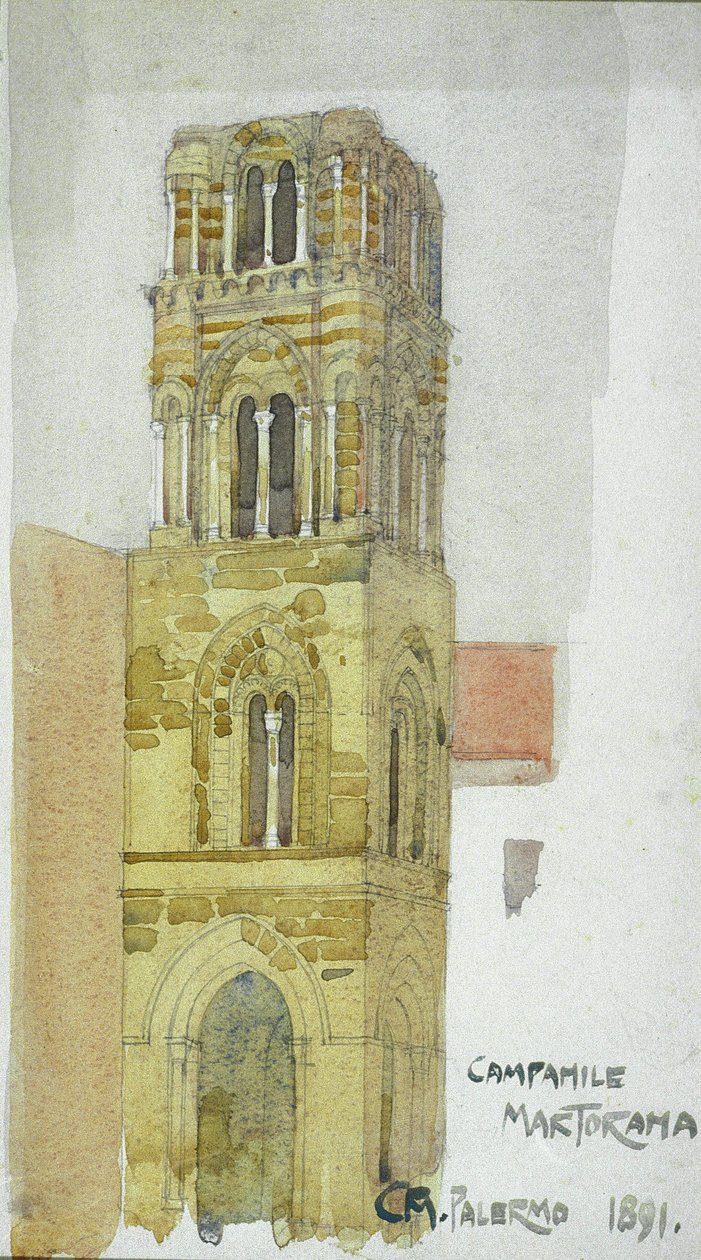 Campanile Martorana, Palermo, 1891 (blyant og akvarell) av Charles Rennie Mackintosh