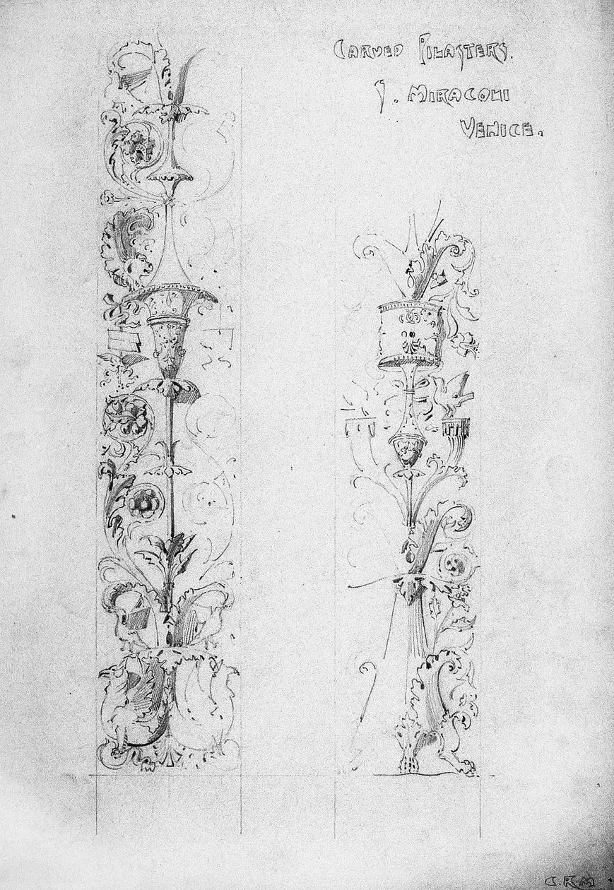 Utskårne pilastre, S. Miracoli, Venezia, 1891 av Charles Rennie Mackintosh
