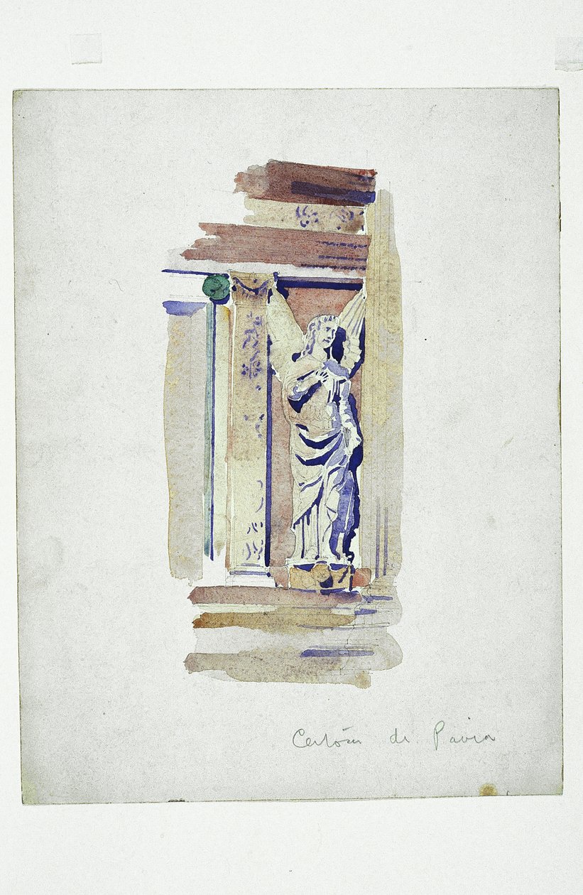 Certosa di Pavia (studie av en skulpturert engel), 1891 (blyant og akvarell på papir) av Charles Rennie Mackintosh