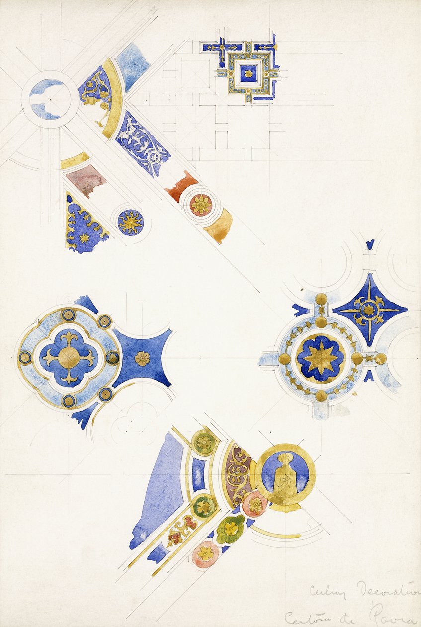 Certosa di Pavia, studier av takdekorasjonen, 1891 av Charles Rennie Mackintosh