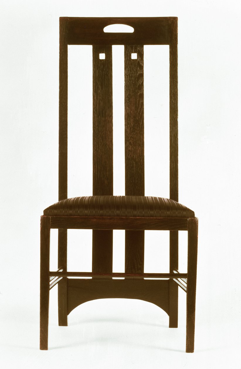 Stol for den hvite spisestuen, Ingram Street Tearooms (eik) av Charles Rennie Mackintosh