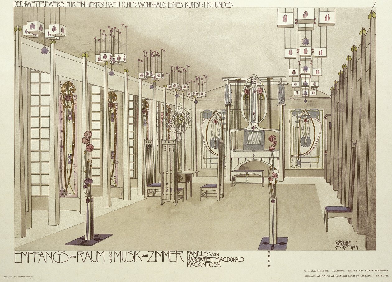 Design for et musikkrom, ca. 1901 av Charles Rennie Mackintosh