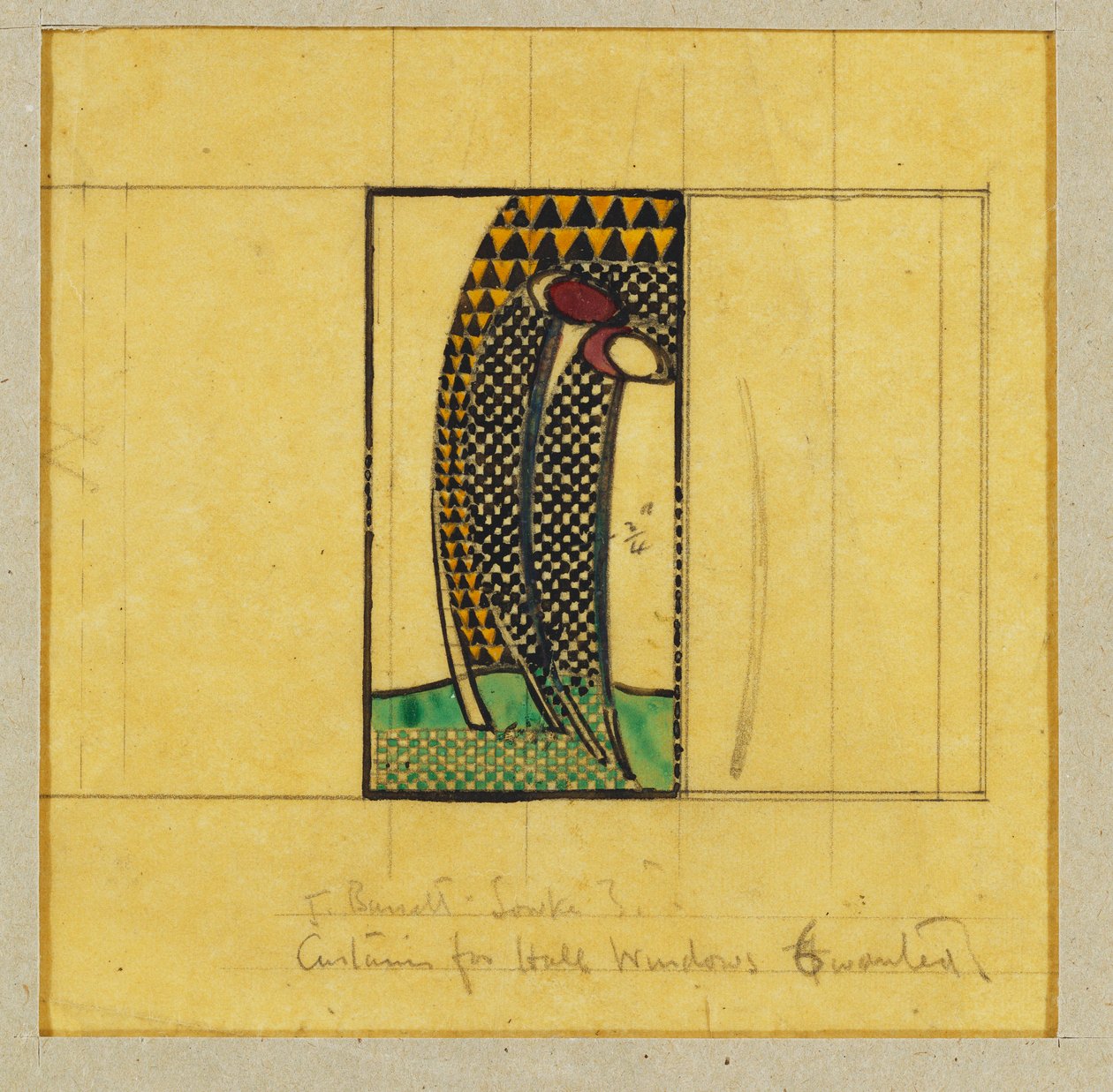 Design for gardiner for hallvinduene, for W.J. Bassett-Lowke, 1916-17 av Charles Rennie Mackintosh