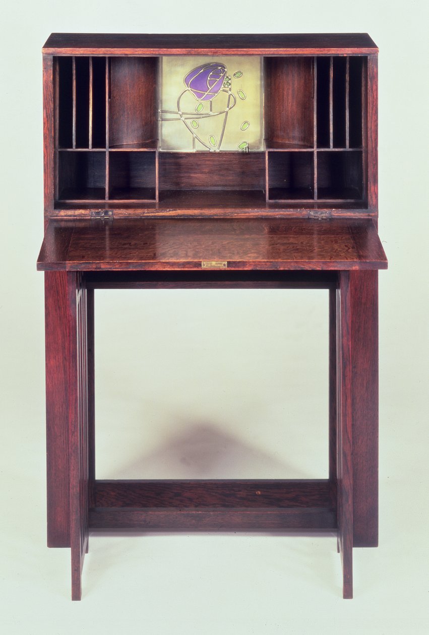 Skrivebord for det blå soverommet på Houshill, 1904 (åpent, se 45594 for lukket) av Charles Rennie Mackintosh
