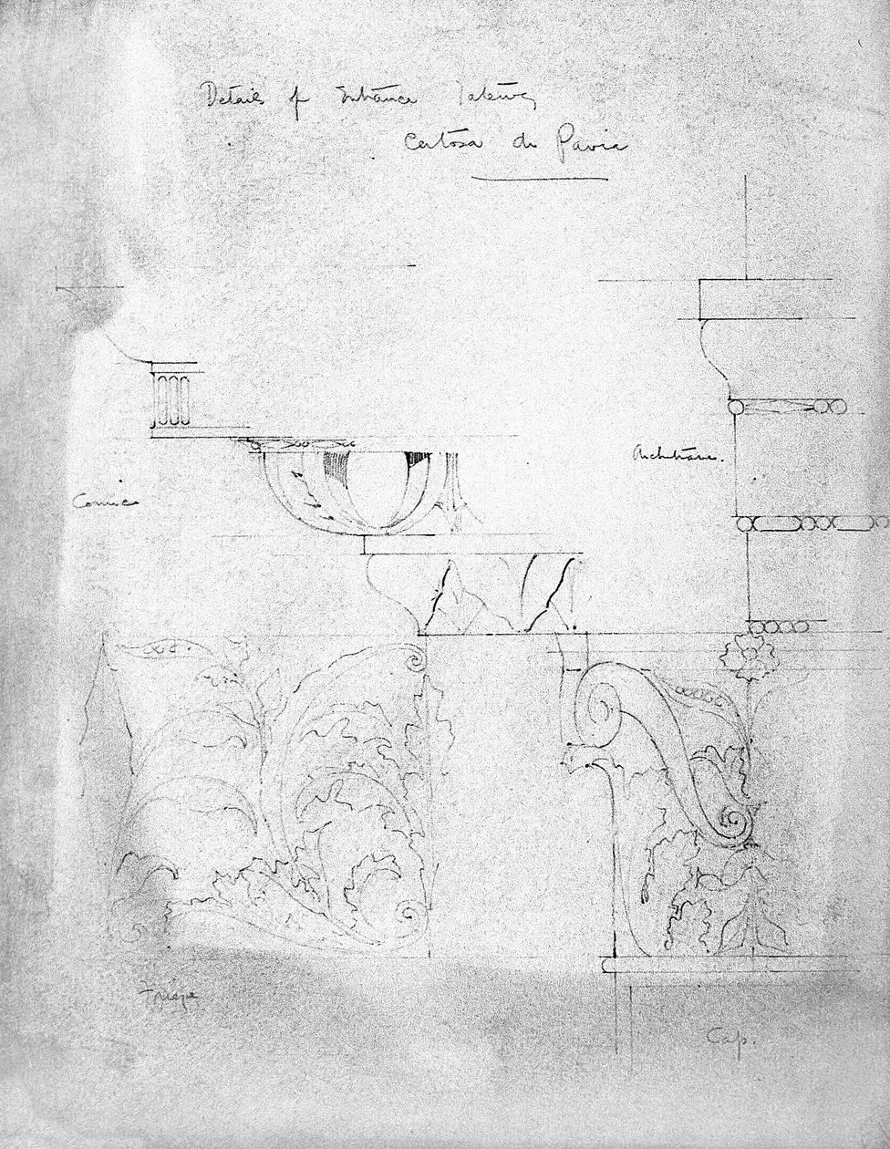 Detaljer om inngangsporten, Certosa di Pavia, 1891 av Charles Rennie Mackintosh