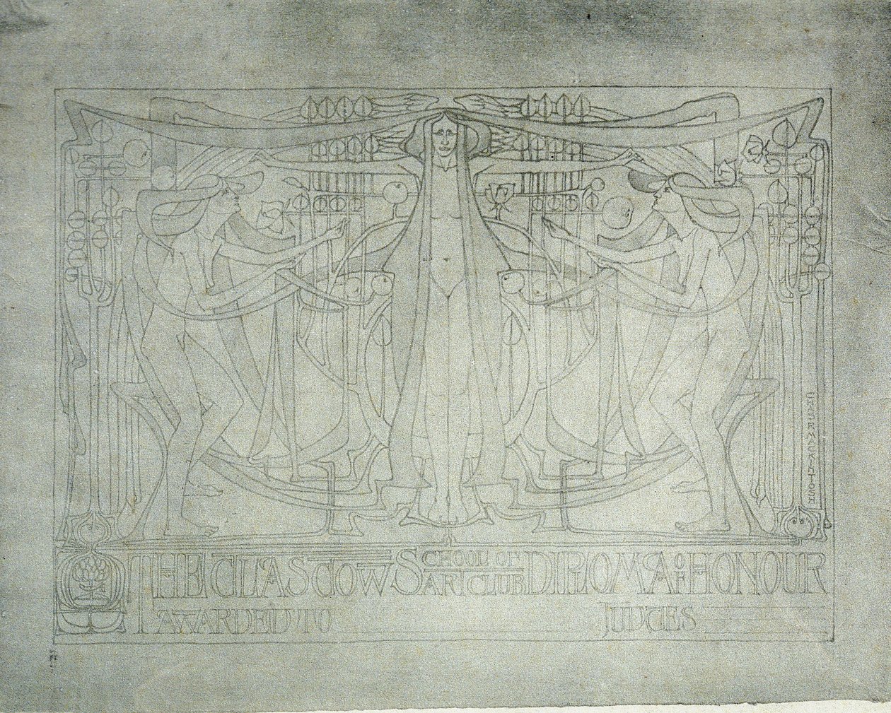 Diploma of Honour, Glasgow School of Art, 1893 (akvarelltrykk på rispapir) av Charles Rennie Mackintosh