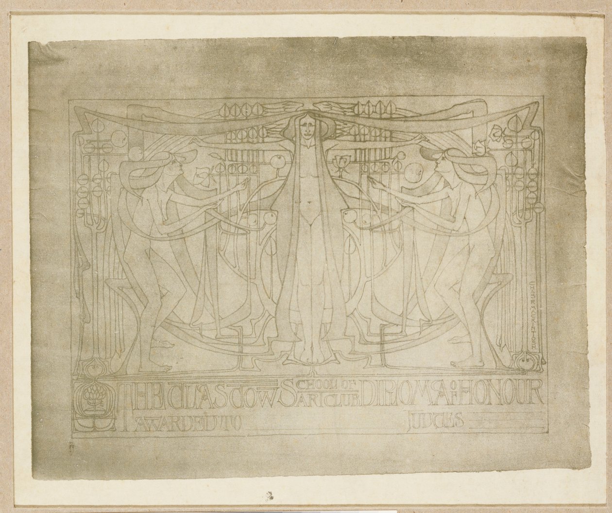 Diploma of Honour", designet for Glasgow School of Art Club, 1894-95 av Charles Rennie Mackintosh