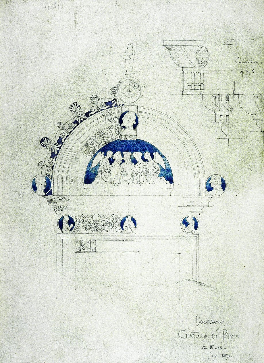 Døråpning, Certosa di Pavia, 1891 (blyant og akvarell på papir) av Charles Rennie Mackintosh