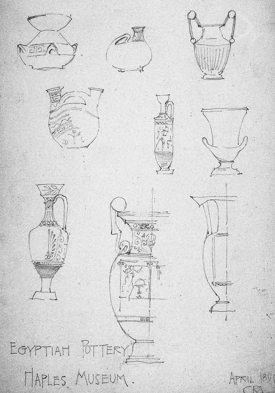 Egyptisk keramikk, Napoli-museet, 1891 av Charles Rennie Mackintosh