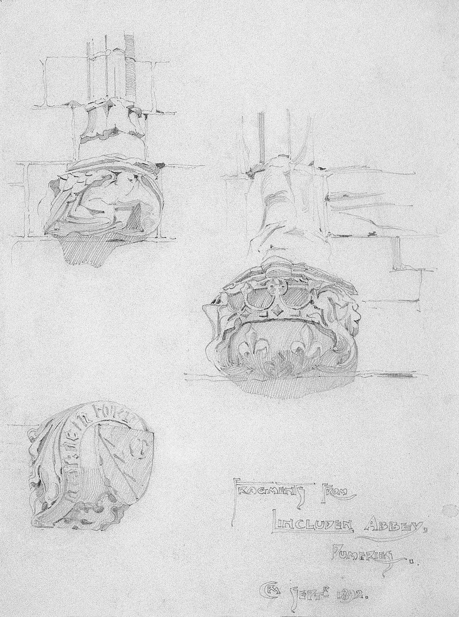 Fragmenter fra Lincluden Abbey, Dumfries, 1892 av Charles Rennie Mackintosh