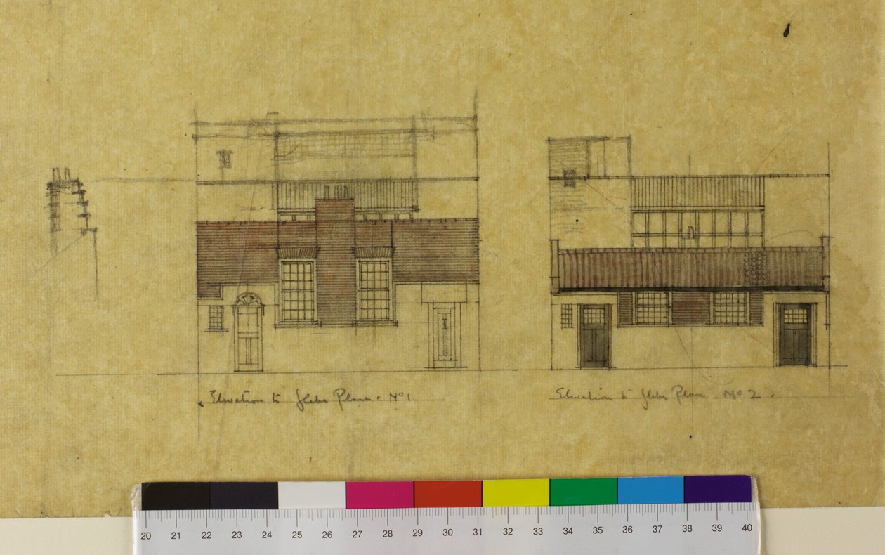 Harold Squire Studio: høyder, alternativ høyde til Glebe Place av Charles Rennie Mackintosh