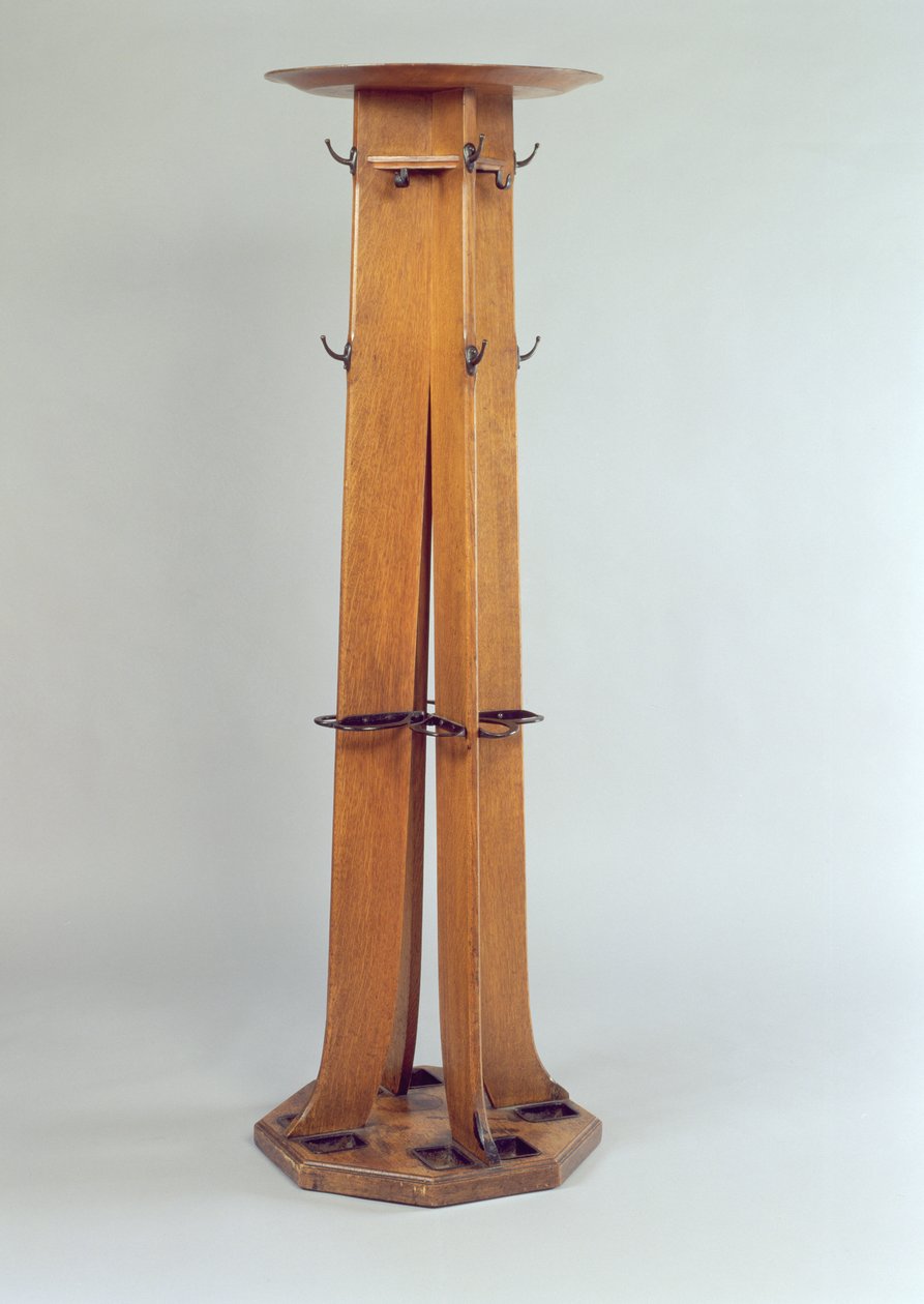 Hatt-, kåpe- og paraplystativ for Argyle Street Tearooms, 1897 (eik) av Charles Rennie Mackintosh