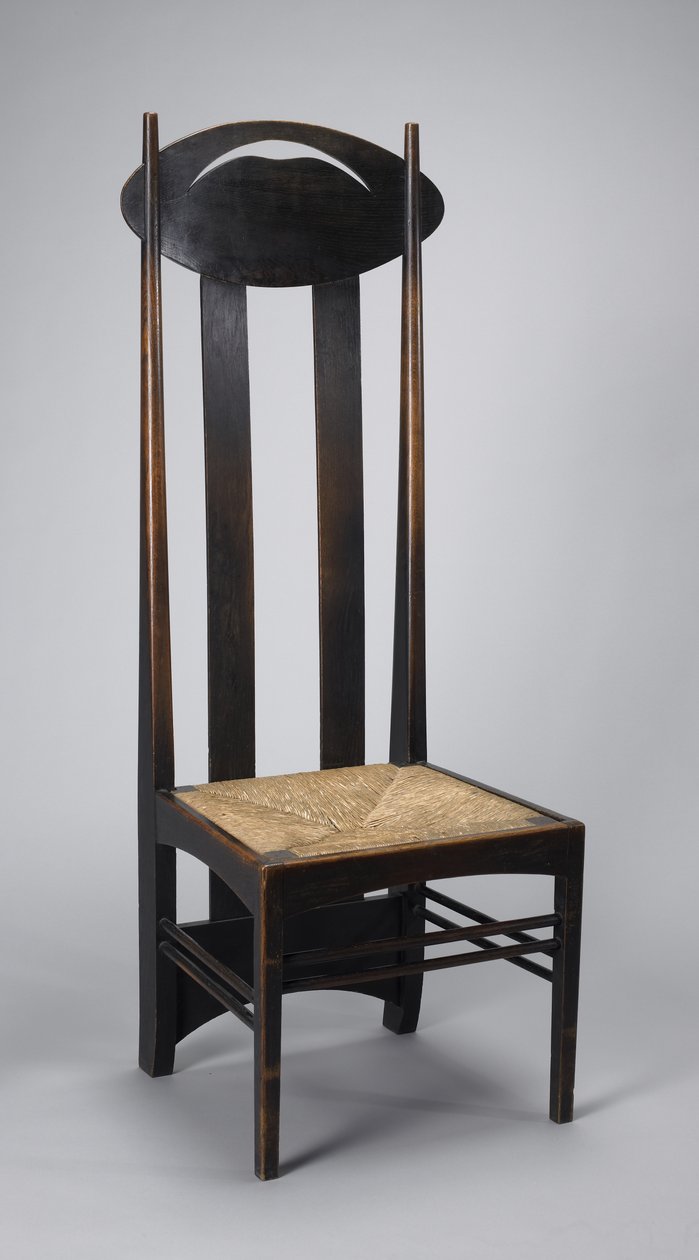 Høyrygget sidestol av Charles Rennie Mackintosh