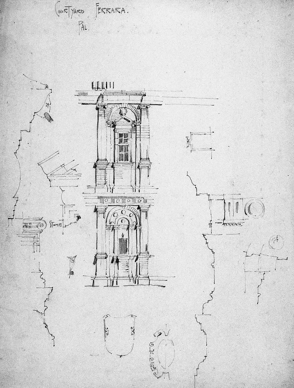 Palace Courtyard, Ferrara, 1891 av Charles Rennie Mackintosh
