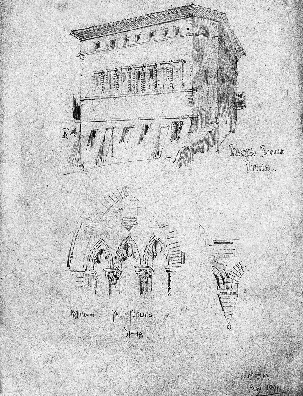 Palazzo Pollini og vindu i Palazzo Pubblico, Siena, 1891 av Charles Rennie Mackintosh