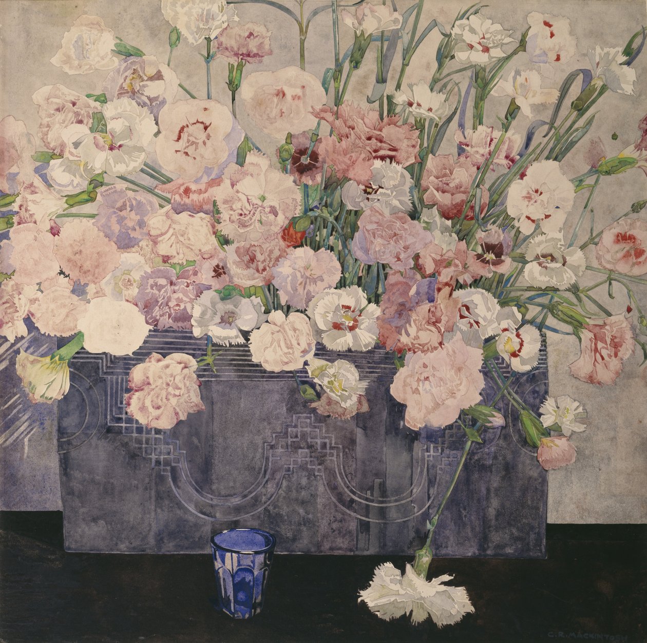 Rosa (akvarell på papir) av Charles Rennie Mackintosh