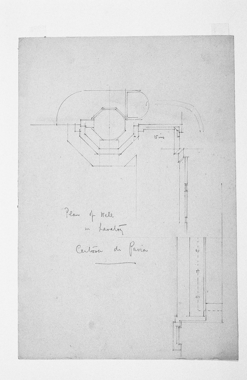 Plan av brønn i toalettet, Certosa di Pavia, 1891 av Charles Rennie Mackintosh