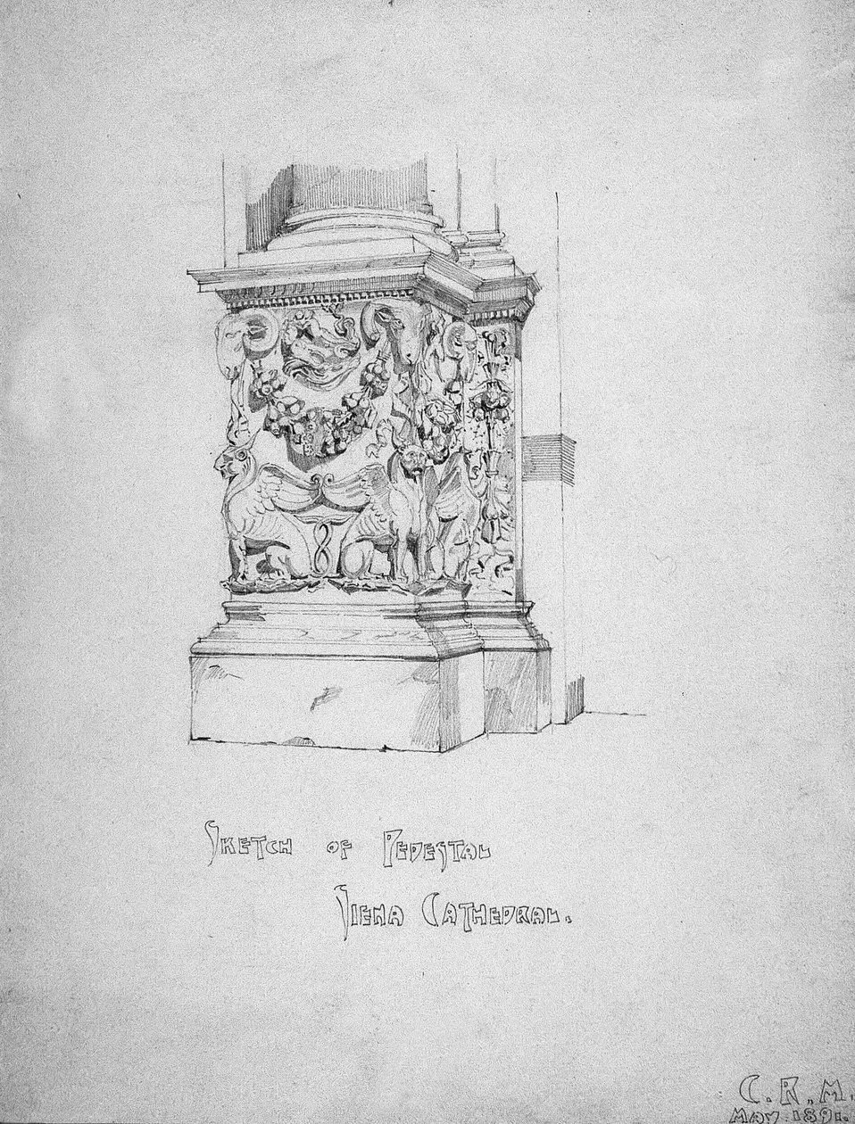 Skisse av sokkel, Siena-katedralen, 1891 av Charles Rennie Mackintosh